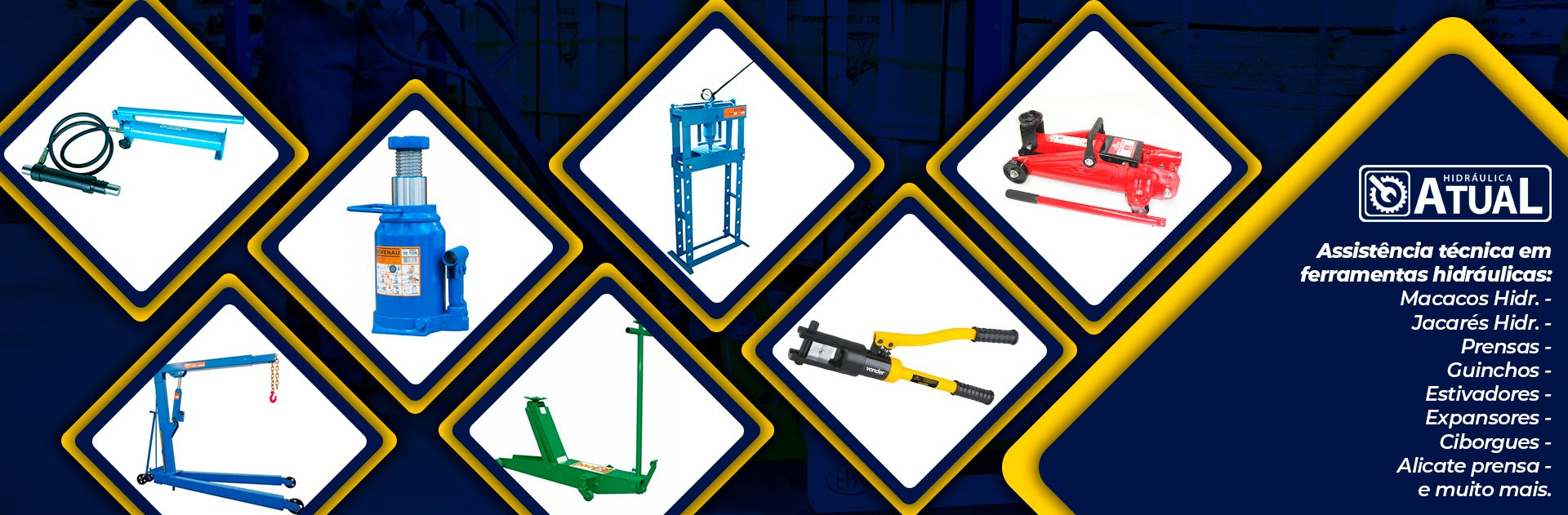 Assistência técnica em ferramentas hidráulicas: macacos, jacarés, prensas, guinchos, estivadores, expansores, ciborgues, alicates prensa e muito mais.