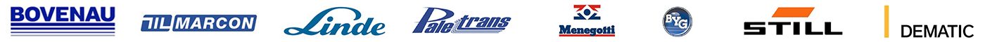 Marcas atendidas: Bovenau, Marcon, Linde, Paletrans, Menegotti, Still, Dematic e outras